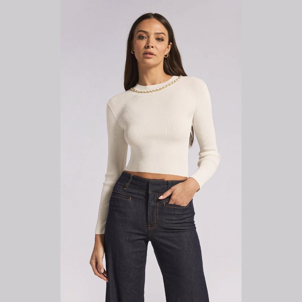 NEW Generation Love Size L, Women's Yesi Cropped Chain Sweater - White